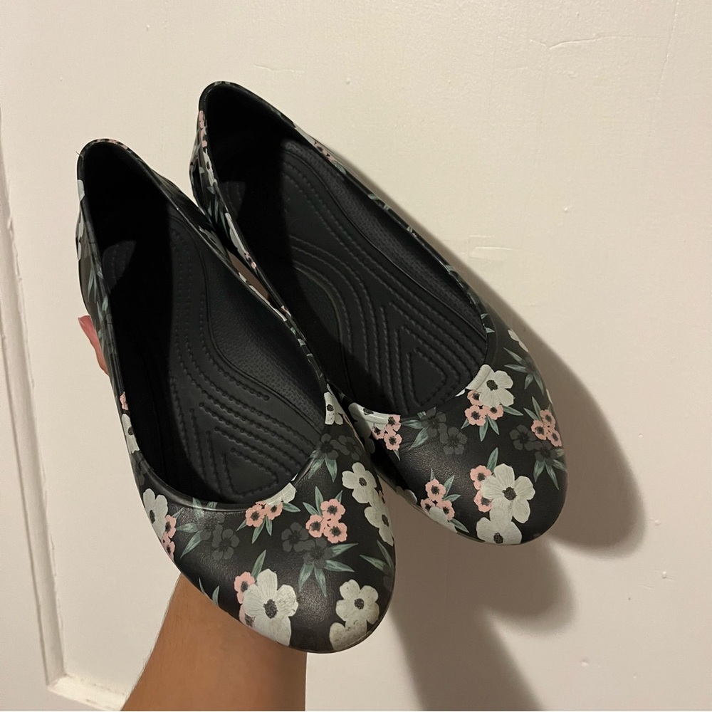 CROCS Floral Black Ballet Flats